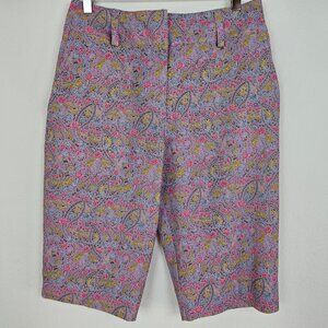 Nike Golf Womens Purple Pink Paisley Dri fit Bermuda Shorts Size S